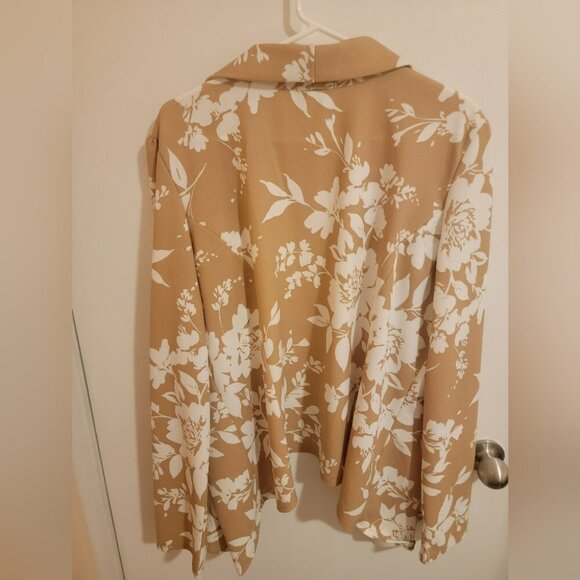 Heimish USA Jacket Womens 3X Cardigan Open Floral Holiday Thanksgiving Y2K Tan - Picture 2 of 7